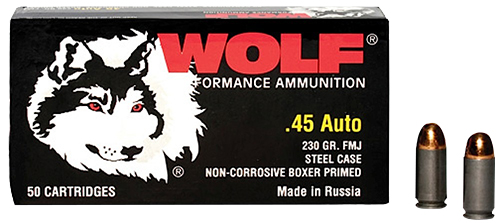 box of wolf .45 ammo