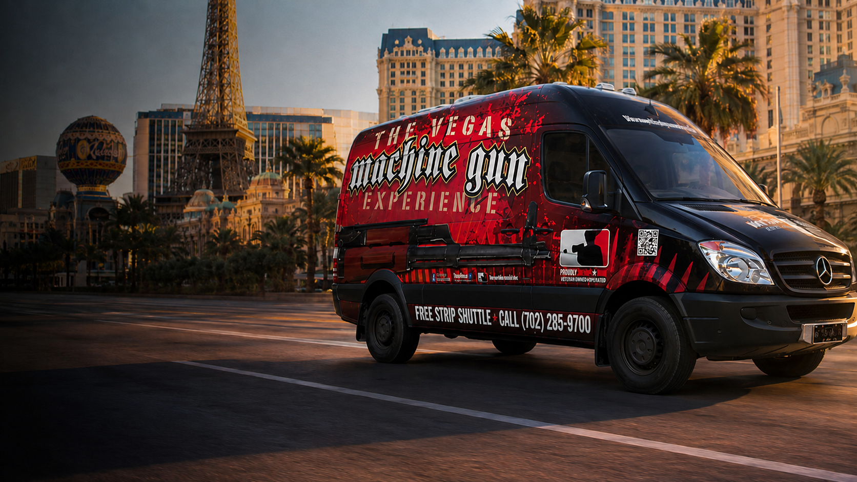 Machine Gun Experience complimentary shuttle on the Las Vegas Strip