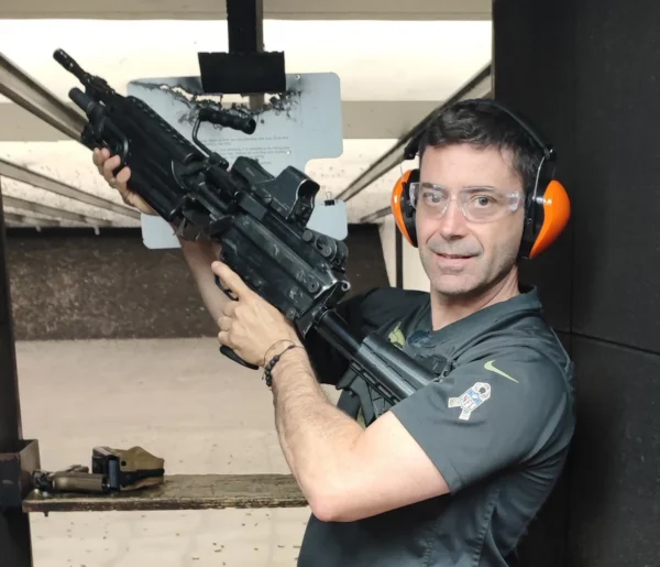 Guest enjoying a shooting experience at the Las Vegas range